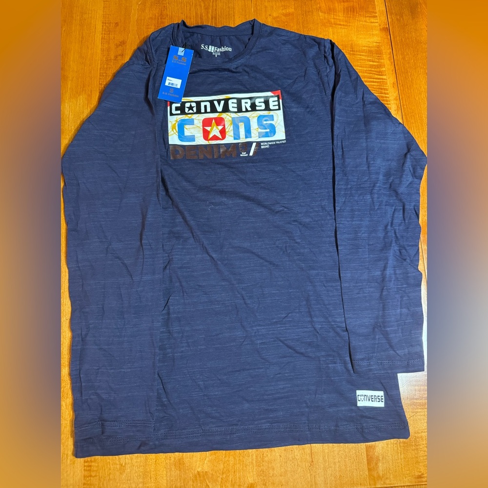 Converse Men's Navy Graphic Long Sleeve Shirt